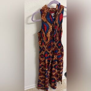 Sleeveless Multicolor African Print Midi Dress